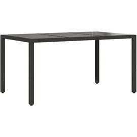 vidaXL Gartentisch mit Glasplatte 150 x 90 x 75 cm Schwarz