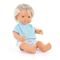 miniland dolls Babypuppe europäischer Junge mit Kleidung