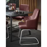 Polsterstuhl STRESSLESS "Laurel", rot (cherry paloma, chrom glänzend), B:58cm H:92cm T:60cm, Leder PALOMA: PALOMA ist ein durchgefärbtes Semianilin-Möbelleder mit natürlicher Narbung., Stühle, Polsterstuhl, Low Back mit Armlehne, Größe L, mit Beinen aus Stahl in Chrom glänzend