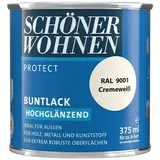 SCHÖNER WOHNEN-Farbe Protect Buntlack 2434.0375.9001 (Cremeweiß, 375 ml, Hochglänzend)