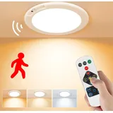 2er Decke Akku Lampe Deckenlampe Bewegungsmelder Innen 4200mAh 3 Modi Sensorlicht Kellerlampe Flur Garage Treppe Balkon Schrank LED Akku Leuchte - Weiß