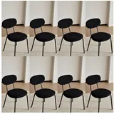 LuxusKollektion Esszimmerstuhl Esszimmerstuhl 8er Set Stapelbar Küchenstuhl Schwarz 8er-Set schwarz
