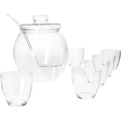 Bowle-Set mit Deckel 9 tlg. Tosca, Glas, im Geschenkkarton Bowlegefäß und Deckel aus hitzebeständigem Borosilikatglas