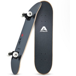 Apollo Skateboard Skateboard Kinder und Erwachsene Wood Board, Kinder Skateboard ab 6 Jahre schwarz