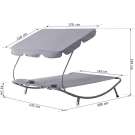 Outsunny Doppelliege 200 x 170 x 134 cm Grau