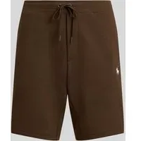 Regular Fit Sweatshorts aus Baumwoll-Mix mit Logo-Stitching, Dunkelbraun, XL