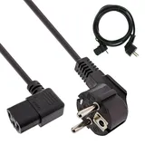 InLine Netzkabel, Schutzk. gew. / Kaltgerätest. C13 links abgew., schwarz, 3m