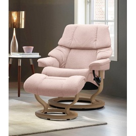 Stressless Relaxsessel STRESSLESS "Reno" Sessel Gr. ROHLEDER Stoff Q2 FARON, Classic Base Eiche, Relaxfunktion-Drehfunktion-PlusTMSystem-Gleitsystem, B/H/T: 75 cm x 96 cm x 75 cm, pink (light q2 faron) Lesesessel und Relaxsessel