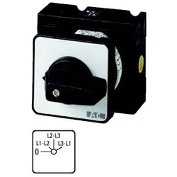 Eaton 018205 Spannungsmesserumschalter, T3, 32 A, Einbau, 2 Baueinheit(en), Kontakte: 4, 45 °, rastend, mit 0-Stellung, 0-Phase/Phase, Abwicklungs