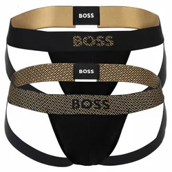 BOSS Herren Jockstrap, 2er Pack - Jock Strap 2P Gift, Cotton Stretch, Logo Schwarz 2XL