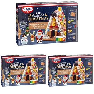 Dr. Oetker Knusper-Häuschen, Lebkuchenhaus und Dekorierset zum Basteln und Verzieren für die Weihnachtszeit - 1 x 403 g (Packung mit 3)