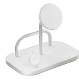 Otterbox Zens 4-in-1 Wireless Charger, MagSafe und Qi2 Wireless Charger de 15 W für iPhone/Apple Watch/AirPods, inkl. Adapter de Leistung de 65 W (EU/UK/US... - Weiß/Silber