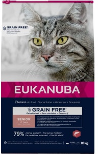 Eukanuba Senior met zalm graanvrij kattenvoer  10 kg
