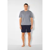 s.Oliver Pyjama 1 Stück, 2 tlg. Schlafanzug in Melange-Optik mit Knopfleiste Gr. 44/46 (S), blau-meliert-navy, , 63979562-44