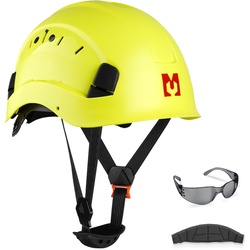Mustbau Sicherheitshelm-Set - Schutzhelm mit Schutzbrille, Verstellbarer Kopfriemen von 53 bis 63 cm