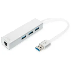 DIGITUS USB 3.0 3-Port Hub & Gigabit LAN-Adapter