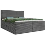 Sofnet Boxspringbett Mollo mit 2 Bettkästen, Doppelbett mit Bonell-Matratze und Topper, Polsterbett in weichem Cordstoff, Bett, Bettgestell für... - 180 x 200 - Graphit (Tilia 90),