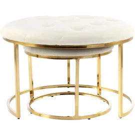 Kayoom Hocker Becky 825 2er-Set Elfenbein / Gold