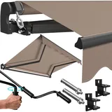 KESSER® Gelenkarmmarkise Vormontiert Markise Gelenkmarkise 250 x 200 cm Terrassenmarkise Sonnenmarkise inkl. Wandhalterung Sonnenschutz Balkonmarkise wasserabweisend Alu/Polyester Taupe