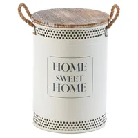 Kobolo Wäschekorb Korb HOME Gr. M 34x47 cm Metall Holz mit Deckel Griffe