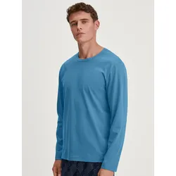 Langarmshirt CALIDA, Herren, Gr. M (50), blau (nordic), Obermaterial: 100% Baumwolle, casual, Shirts Schlafshirt