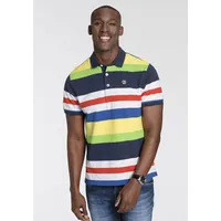 DELMAO Poloshirt mit Stickerei und Multicolour Streifen Gr. XXXL (64/66), multicolor gestreift, , 38643843-XXXL