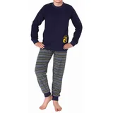 Normann Pyjama Jungen Frottee langarm Schlafanzug mit Bündchen und Skaterboard-Motiv gelb 152