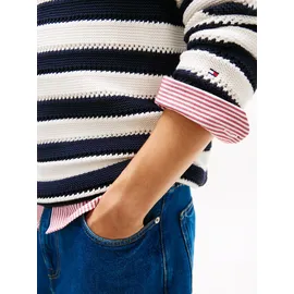 Tommy Hilfiger Rundhalspullover Gestreifter Relaxed Fit Blau M