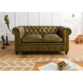 Massivmoebel24 Sofa 2-Sitzer Leder 158 x 82 x 75 cm Grün