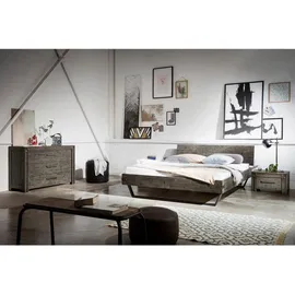 Hasena Ezzo Massivholzbett Akazie, Vintage Metall Anthrazit, - Grey