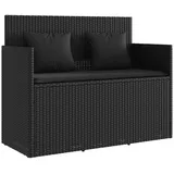 furnicato Gartenbank mit Kissen Schwarz Poly Rattan (1-St) schwarz