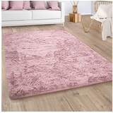 Paco Home Hochflor-Teppich »Silky 591«, rechteckig, Uni-Farben, besonders weich und kuschelig, rosa