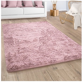 Paco Home Hochflor-Teppich »Silky 591«, rechteckig, Uni-Farben, besonders weich und kuschelig, rosa