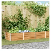 vidaXL Garten-Hochbeet verzinkter Stahl rechteckig 480 x 80 x 45 cm Hellbraun