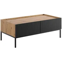 Mirjan24 Couchtisch, Eiche Artisan, Schwarz, 2 Schubladen, Rechteckig,Rechteckig, 120x45x62