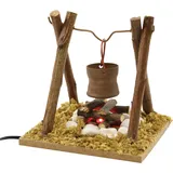 Botanic-Haus Krippenzubehör Lagerfeuer mit Topf, 3,5 Volt, 7,5 cm