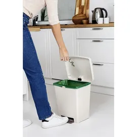 Tatay Mülleimer Küche Cubik ECOHOME, 23L Fassungsvermögen, Einziehbares Pedal, Polypropylen, BPA frei, 30L Müllsack, 100% recycelte Materialien, Farbe Beige . Maße 33,5 x 30 x 39 cm