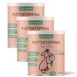 Hunderunde Futtertopping - Haut & Fell - Glänzendes Fell, Gesunde Haut, Natürliche Zutaten, vegan 750 g