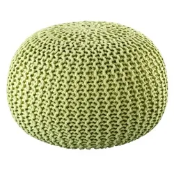 Amagohome PREMIUM Sitzhocker Pouf ø 45cm Strickpouf Indoor u. Outdoor - pflegeleicht & nachhaltig : apfelgrün - lettuce green