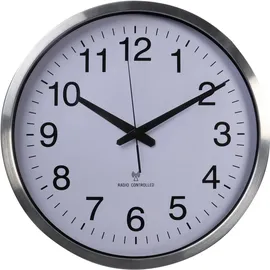 Perel Funkwanduhr 50,5 cm 50.3001 silber/weiß