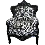 Casa Padrino Barock Sessel King Zebra 85 x 120 x 85 cm Schwarz
