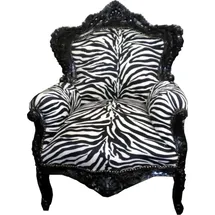 Casa Padrino Barock Sessel King Zebra 85 x 120 x 85 cm Schwarz