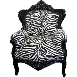 Casa Padrino Barock Sessel King Zebra 85 x 120 x 85 cm Schwarz