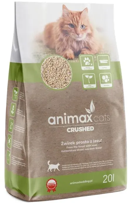 Animax Cats Naturholz-Katzenstreu 20 l, Kruszon
