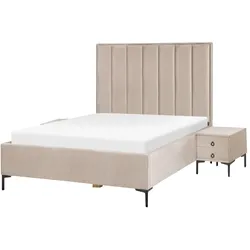 Schlafzimmer komplett Set 3-teilig taupe 140 x 200 cm SEZANNE