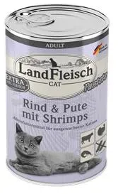 Landfleisch Cat Adult Pastete Rind, Pute & Shrimps - 6x400g