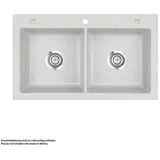 Systemceram Mera Twin links Einbauspüle grau Handbetätigung 1000 x 500 mm