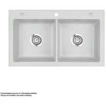 Systemceram Mera Twin links Einbauspüle grau Handbetätigung 1000 x 500 mm