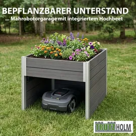 Trutzholm 2in1 Hochbeet mit Mährobotergarage 73 x 79 x 56 cm Holzoptik