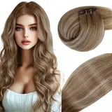 Vivien Extensions Tressen Echthaar Braun Echthaar Tressen Extensions Mittelbraun übergehend Platinblond Balayage Mit Mittelbraun Tressen Echthaar Extensions Blond 40cm 100g #6/60/6